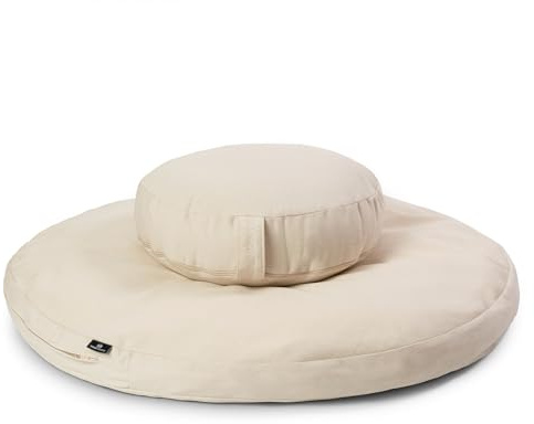 Yoga Studio Zabuton Meditationskissen-Set, rund, Bio, Zafu (Ecru)