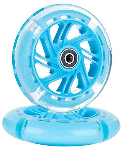 Nagoyuki 1 Paar 120 mm Kinder Roller LED Lichter blinkende Räder mit Lager vorne/hinten LED blinkende Roller Räder, blau