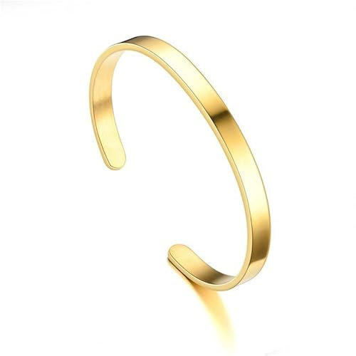 fdsmall Bracelet for Women Minimalist C Bangle Bracelet Love Bracelets Cuff Open C Bangle Stainless Steel Bracelets for Girls Birthday Gift Trendy Jewelry (8MM, Gold)