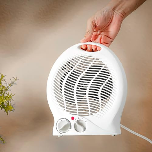 Termoventilatore Caldo Bagno | Protezione anti Soffocamento | Regolazione Temperatura e Velocità | Appendibile a parete 2000W Bianco 2 Potenze con Termostato con certificato IP20 ed ERP