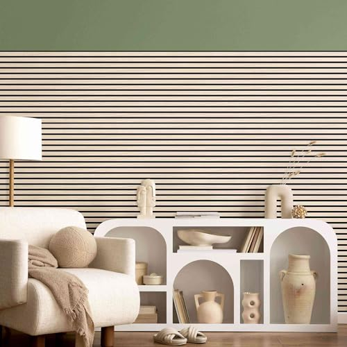 Bilderwelten Akustikpaneel Eiche Hell 6 Stk. 104x52 cm Holzpaneel Holzwand Holzverkleidung 3D Akustik Platte Schallabsorber Wand Panel Schlafzimmer