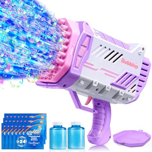 Sloosh Seifenblasenmaschine, Seifenblasenpistole Spielzeug für Kinder im Alter von 4-8 Jahren, Light-Up Bazooka Rocket Shape Bubble Blaster, Sommer Spielzeug Geschenke, Party, Hochzeit, Ostern (lila)