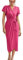 GRACE KARIN Robe de Soirée Midi à Manches Courtes Robe Moulante avec Taille Ceinture à Lacet Amovible L Rose