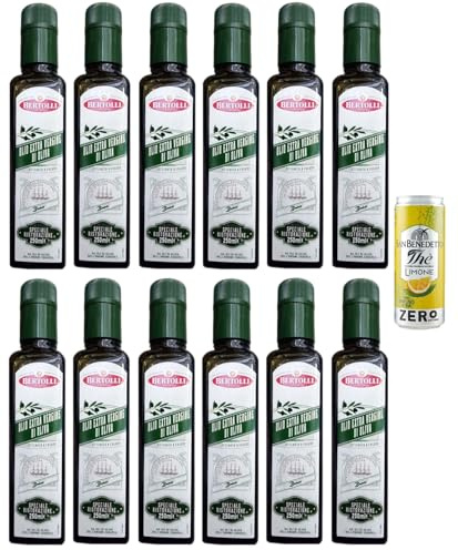 12er-Pack Bertolli Speciale Ristorazione Natives Olivenöl Extra,Olio Extra Vergine di Oliva,250ml + 1er-Pack Kostenlos San Benedetto Eistee mit Zitrone Ohne Zucker 330ml Dose