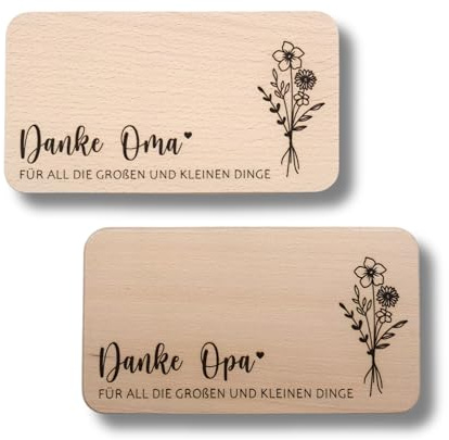 Geschenkset Oma und Opa Holzbrett | Frühstücksbrettchen mit Gravur | DankeOma und Opa Geschenk Holzbrettchen Set
