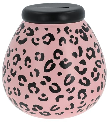 Pot of Dreams Hand Painted Pink Leopard Print Save And Smash Handcrafted Ceramic Money Box Piggy Bank | Perfect Decorative Gift and Saving for Self Care & family Vaction
