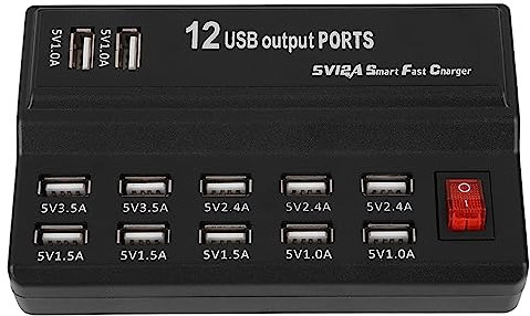 Yanmis Hub USB 3.0, Hub Splitter USB 12 porte, Hub USB 3.0 5 V 12 A con adattatore di alimentazione per telefoni PC MP3 MP4 e altri dispositivi con ampia compatibilità per la casa