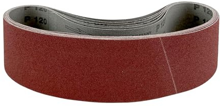 Bande abrasive 75 mm x 610 mm pour ponceuse - Bois et métaux - Lot de 6 bandes, grains assortis (2x P60, P80, P120)