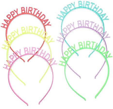Vaguelly -lichterkette Mit Geburtstagskrone 6 Haarbänder Mit „happy Birthday“-buchstaben