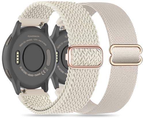 Wizvv 22mm Nylon Armband Kompatibel mit Garmin Venu 2/Venu 3/Vivoactive 4, Loop & Elastisch Geflochten Armband für Forerunner 265/255/255 Music Herren Damen