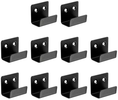 FEEIMOL 10 Stücke Schwerlast Haken Edelstahl Keramikfliesen Display Wandhaken U Winkel Halterung Aufhängen mit Schrauben für Spiegel Hängende Badezimmer Garderoben Küche Schwarz 25mm