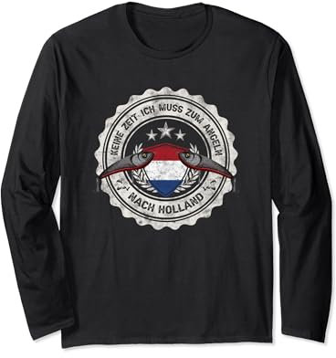 Holland Angeln Niederlande Flagge Angeltour Hecht Angler Langarmshirt