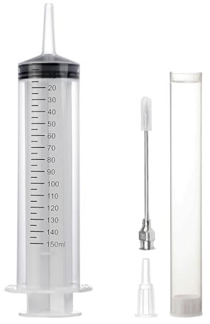 Stainless Steel 150ml Syringe with Cap, Large Reusable, Plant Watering & Pet Feeding