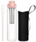 DEARRAY 1l / 1 litre Gourde d'eau en Verre avec Paille & Infuseur en INOX 1000ml Transparente Bouteille Verre avec Protection en Néoprène pour Thé en vrac, Café Infusé
