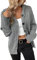 Beskie Women's Long Sleeve Cardigans Hooded Sweater Open Front Kimono Knitwear Loose Knitted Cardigan with Hood,Grey,L