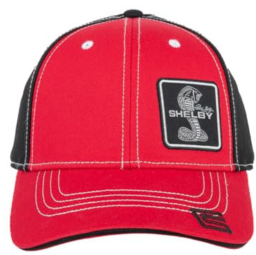Carroll Shelby® Multimedia Red Baseball Cap - Standard Pre-Curved Visor - One Size Fits All Snap Closure - Six Panel Chino Twill Hat, Pre-Curved Visor - Officially Licensed Product, Rot/Ausflug,