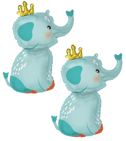 Nine San 2Stück Blauer Elefant Luftballons Elephant Folienballon Babyshower Elefantballon Kinder Geburtstag Dschungel Deko