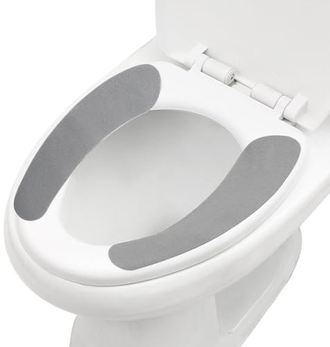 2 Pcs Toilet Seat Warmer Cover Universal Reusable Bathroom Flannel Soft Washable Toilet Seat Mat Closestool Pads Grey Self-Adhesive Toilet Cushion Cover