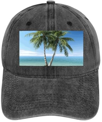Sea Palm Trees Baseball Cap for Women Men Golf Dad Hat Adjustable Classic Baseball Hat Outdoor Sports Caps,, Charcoal-style, One Size