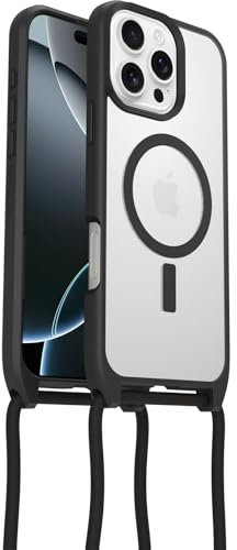 OtterBox React Series Necklace MagSafe Case for iPhone 16 Pro Max, Ultra-Slim, Protective Case with Adjustable and Detachable Necklace Strap, Tested to Military Standard, Clear/Black