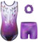 ZNYUNE Mädchen Turnanzug mit Hose Haarband Set Gymnastikanzug Kinder Shorts Trikot Turnen Ärmellos/Langarm Kleidung klassisch Turnbody B379 WhitePurple 10A