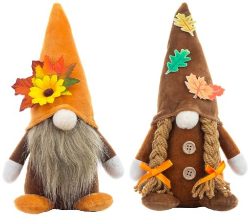 Yonphy Herbstdeko Wichtel 2 Stück Herbst Dekoration Wichtel Plüsch Wichtel Figuren Halloween Deko Herbsternte Wichtel