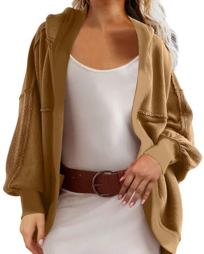 Sweatshirt Womens Hoodies Christmas Jumper Striped Jumper Plus Size Gilet Sequin Jacket Anime Hoodie Girls Thermal Tops Womens Long Sleeve Belted Faux Fur Coats (Khaki,S)