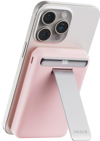 iWALK Power Bank sans Fil Magnétique 10000mAh Certifié Qi2, Charge Rapide 15W, Support Réglable, Affichage LED, Compatible iPhone 16/15/14/13/12 Pro/Pro Max/Plus/Mini