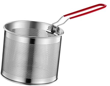 LOVIVER Panier à friteuse, panier à friture de cuisine, rond multifonction avec poignée pour friture profonde pour pâtes, ailes de poulet, rondelles d'oignon, 14cm