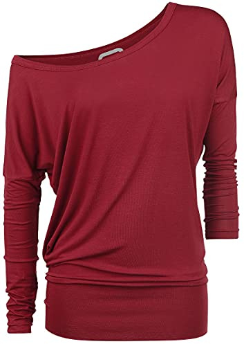 RED by EMP Fast and Loose Langarmshirt Damen - Schwarzes Longshirt mit U-Boot-Ausschnitt & Weitem Schnitt - Lässiges Damen-T-Shirt aus Viskose, exklusiv bei EMP