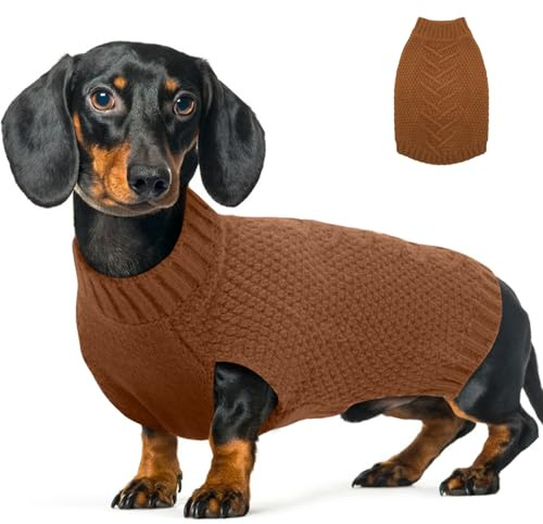 Katzinst Hundepullover Mittelgroße Hunde, Strickpullover Hundepulli, Dicken Material Pullover Haustiermantel für Winter, Bequem Fleece Hund Pullover für Dalmatiner, Karamell, L