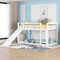 YEHTOKHOME Letti per Bambini 90x200cm multifunzionali con scivoli e scale,a castello in Legno Letti per Adolescenti con reti a doghe(senza materasso) (bianco)