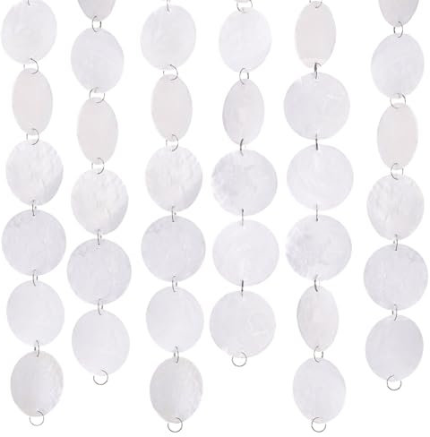 PH PandHall 3m Coquille Naturelle Chaînes à Coquillages Rondes 5cm Coquillages de Capiz Blancs Coquillage Naturels pour Carillons Éoliens Rideaux de Porte Artisanat Fabrication de Bijoux