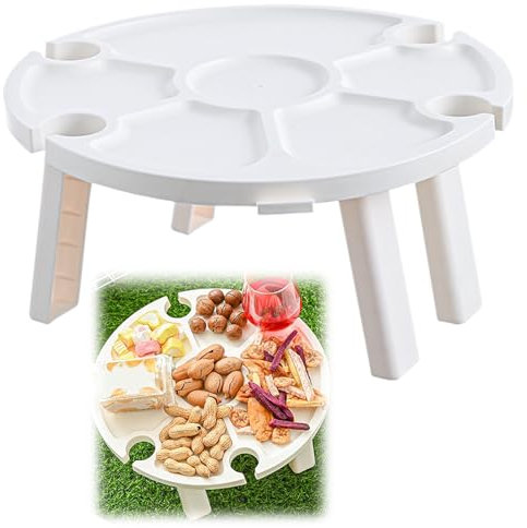 GETJOY Small Camping Table, Portable Picnic Table, Folding Camping Table, Compact Beach Table & Camping, 30 x 16 cm White Foldable Plastic Design, Lightweight Small Picnic for Outdoor Activities