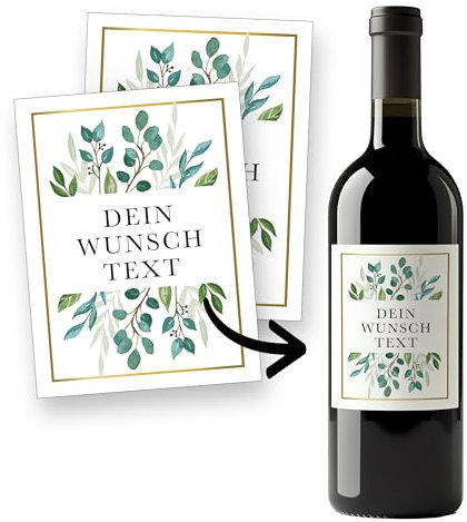 Flaschenetiketten Trauzeugin selbst gestalten – 2 Aufkleber Hochzeit mit Namen – selbstklebend, wasserfest – Sticker für Wein, Sekt Geschenk – personalisiertes Geschenk für TRAUZEUGIN - BLÄTTER
