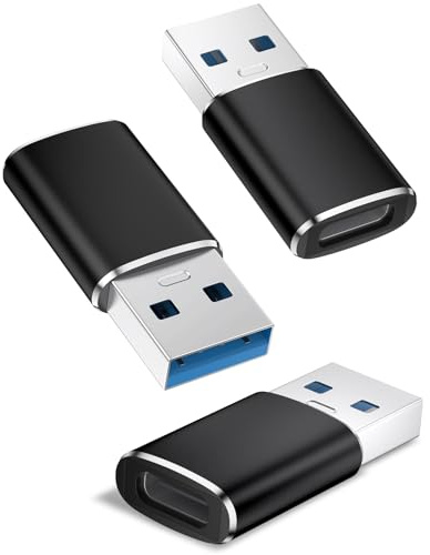 Adaptateur USB vers USB C 3 Pack,Type C Femelle USB A Mâle Convertir Chargeur pour iPhone 16 15 14 13 12 Pro Max,iPad Air 4 5 Mini 6 7,Samsung S24 S23 A55 A54,Z Fold Flip (Noir)