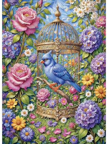 HUADADA 500 Puzzle Erwachsene, Klassische Puzzles-Vogelkäfigblumen Blühen -Puzzlespiele für Die Ganze Familie für Frauen Geschenke für Männer