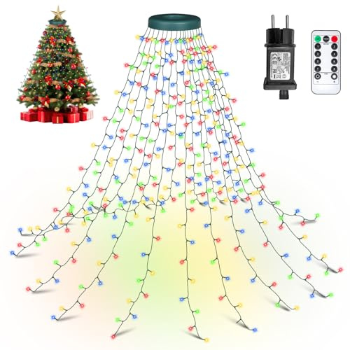 Nextronix Luces Arbol Navidad 400LED, 2.5m x 16 Cadena de Luces IP44 Impermeable Guirnalda Luces Exterior con 8 Modos, Luz Navideña para Exterior, Interior, Arbol de Navidad (Multicolor)