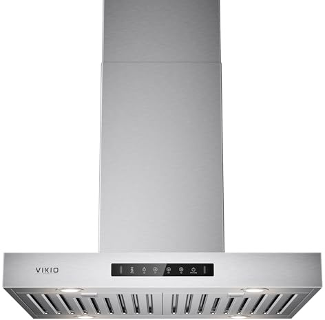 IKTCH Island Range Hood 900 CFM, 30 Inch Stainless Steel Ducted Island Mount Range Hood, Gesture Sensing & Touch Control, 4-Speed Fan