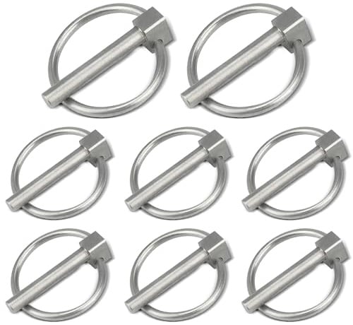 8 Stück Klappsplinte 3 mm נ25 mm, Ringsplinte verzinkt Edelstahl Lynch Pin Verschlüsse Sicherheits Klappstecker Sortiment Splinte Klappstecker für Boot Trolley Rasenmäher