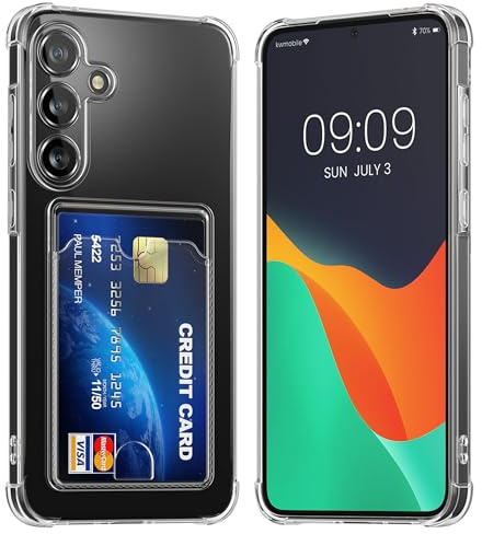 kwmobile Hülle mit Kartenfach kompatibel mit Samsung Galaxy A55 5G - Handyhülle Galaxy A55 5G mit Kartenfach - Soft Case - Schutzhülle in Transparent