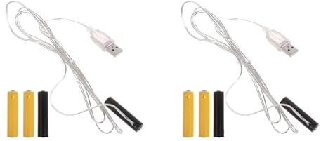 Janasiba Lot de 2 isolateurs virtuels de batterie AAA, alimentés par USB, pour éclairage d'arbre de Noël, lumières LED, remplacement de décoration 1-1