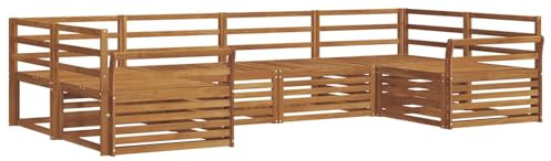 vidaXL Sofagarnituren 6 pcs Natur Massivholz Akazie, Moderner Garten-Sofa, strapazierfähiges Terrassen-Set, Bequeme Sitzmöbel für Deine Lounge-Atmosphäre