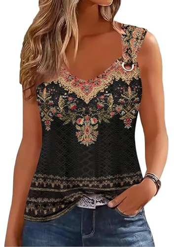 Tanmolo Tank Top Damen Tops Sommer Oberteile Trägershirt | Ärmelloses Blusentop, Spaghettiträger, Jacquard-Mesh, Luftiges Sommertop, Freizeitshirt