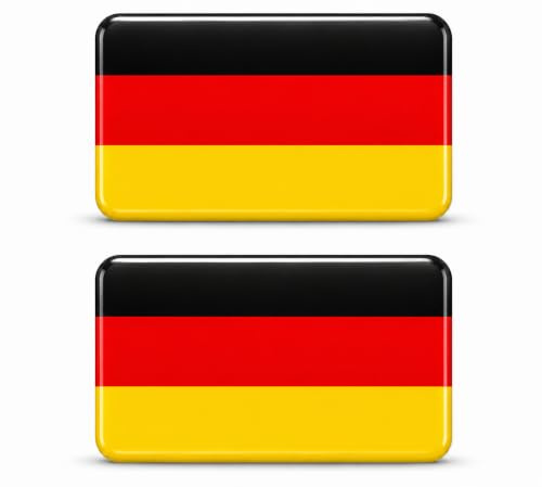 3D Deutschland Flaggen Aufkleber Gel Sticker Set 2 Stück – Deutsche Länderflagge Emblem Selbstklebend für Auto Motorrad Helm Laptop Handy Koffer – Wasserdicht UV-Beständig – Mini 18x11mm