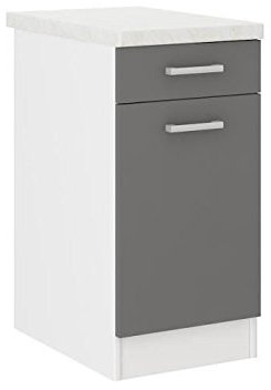 Ultra Meuble Bas de Cuisine L 40 cm avec Plan de Travail Inclus - Gris