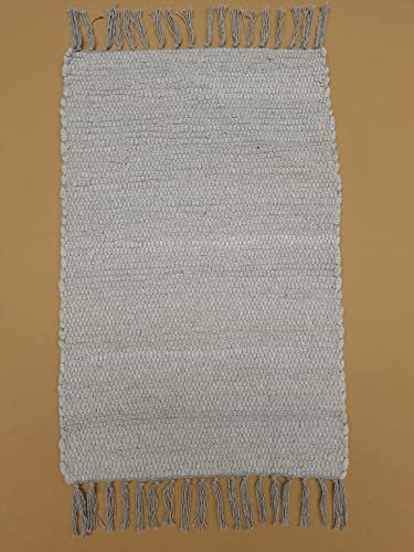 Kottig Fleckerl Handweb Teppich Fleckerlteppich Uni 60x90 Garmisch Flickenteppich Einfarbig (Grau)