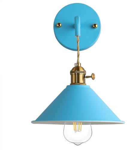 Azanaz Wandlampe Vintage Wandleuchte E27 Badezimmer Lampe Spiegelleuchte Badlampe Blau Metall Eisen Spiegellampe Wandmontage Badleuchte Wandlampe Innen Spiegel Frontleuchte Spiegelbeleuchtung