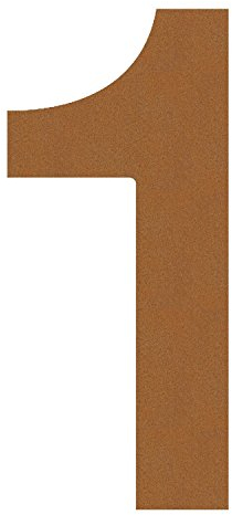 Hausnummer 1, Design Hausnummer aus Edelstahl in Rost