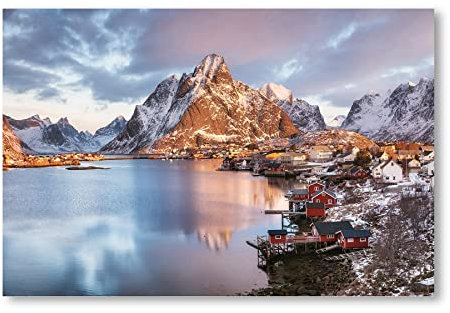 Postereck - 2499 - Reine Lofoten, Norwegen Fjord Landschaft Natur - Wandposter Fotoposter Bilder Wandbild Wandbilder - Poster - DIN A4-21,0 cm x 29,7 cm